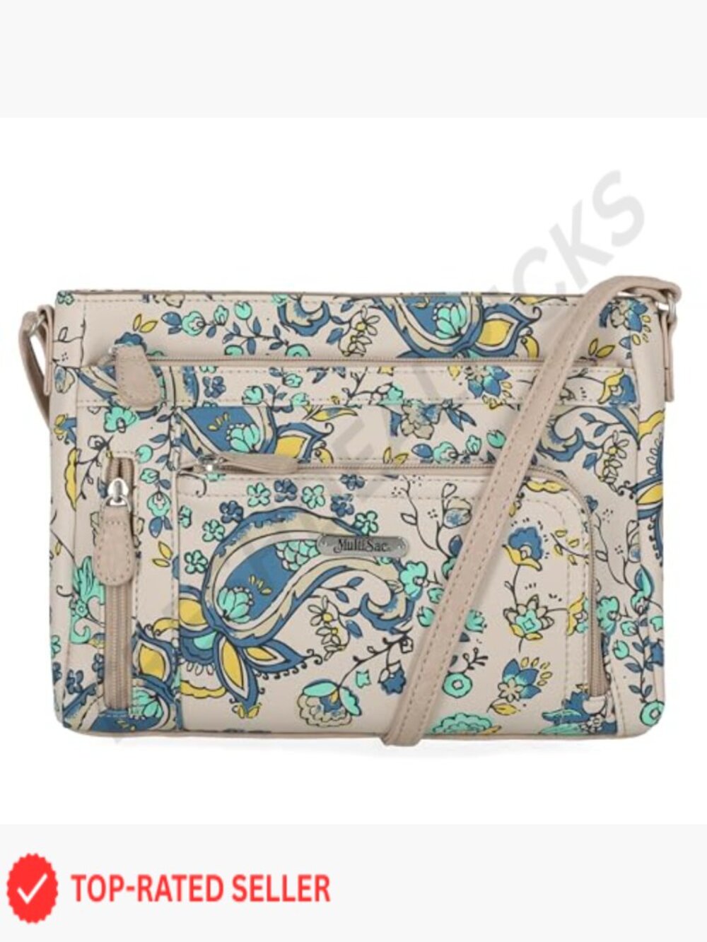 Vegan Leather Crossbody Bag with Multiple Pockets and Adjustable Strap - Picture 2 of 5